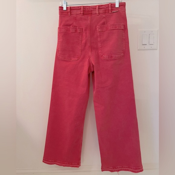 NWOT Bimba y Lola coral pink cropped high-rise wide-leg jeans - Picture 2 of 7